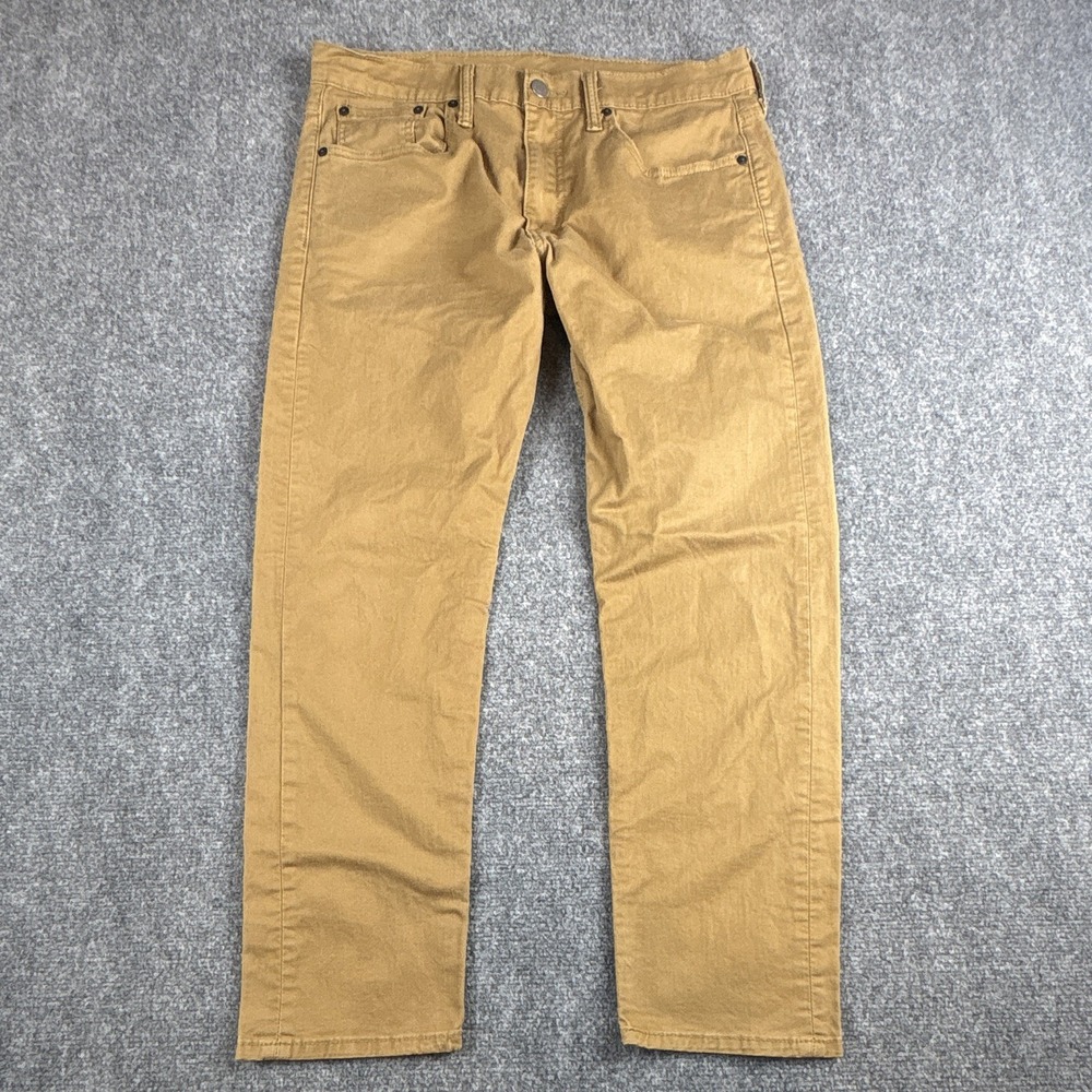Levi's 513 Slim Straight Pants Mens 33x30 Tobacco Brown White Tab Canvas